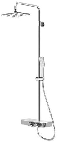 Steinberg Serie 390 Duschsystem, Glasablage, Thermostat, Easy Clean, Regenbrause, Handbrause, 3902700, Farbe: Chrom
