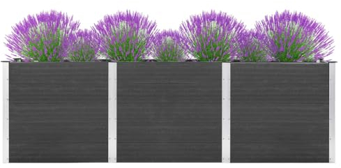 Gartenbeet, Blumenkästen,Garten-Hochbeete, Pflanzgefäße,Garten-Hochbeet 300x100x91 cm WPC Grau Für Gärten, Außenbereiche, Balkone