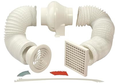 Manrose 100mm In-Line Centrifugal Fan Kit With Timer Grills & Ducting - SCF200TN