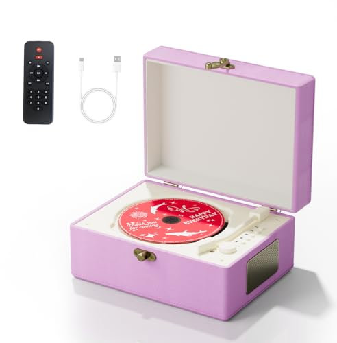 Yintiny Purple Leather CD player With Speakers For Home Decor