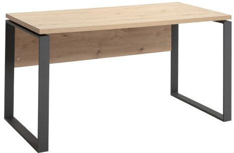 Composad | Scrivania della Linea DISEGNO con gambe in metallo, Scrivania PC Moderna, (LxAxP) 140x74,50x80 cm, Colore Rovere Mielato e gambe Nero, per Ufficio, Studio, Cameretta, Made in Italy