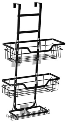 GLEAVI Over Door Shower Caddy Black Metal Hanging Organizer Shower Storage Rack with Baskets for Bathroom