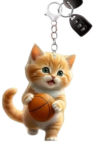 Décoration en Forme de Chat Orange, Pendentif Chat Orange | Panneau décoratif Plat 2D | Porte-clés en Acrylique en Forme de Chat Souvenir, décoration Artisanale pour Les Amoureux des Chats