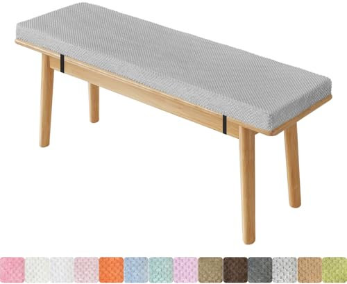 Lsjoaw Bankauflage Sitzkissen Mit 2 Spanngurten Bequeme Waschbare Rutschfestes Sitzauflagen Sitzbank Auflage Bank Outdoor Sitzauflage 90X30X3CM Hellgrau