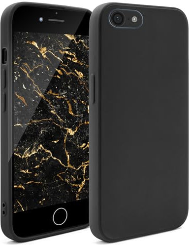 Moozy Minimalist Series, Cover in Silicone per iPhone SE 2022 / SE3 / 7/8/ SE 2020, Custodia per Cellulare Finitura Opaca, Sottile e Morbida in TPU Case Cover, Protezione Antiurto, Nero