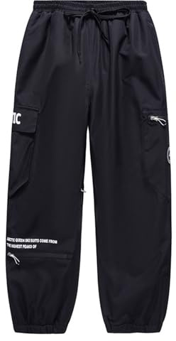 FUPODD Schneehose Damen Winter Wasserdicht Gummizug Atmungsaktiv Skihose Damen Herren Baggy Warm Snowboardhose High Waist Outdoor Thermo Skihosen Lang Weit Ski Hosen Für Männer Frauen Große Größen