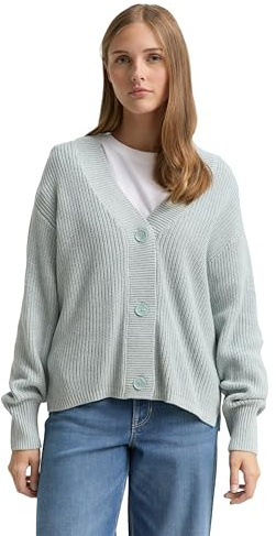 Tom Tailor Denim Damen Basic Strickjacke mit Knöpfen