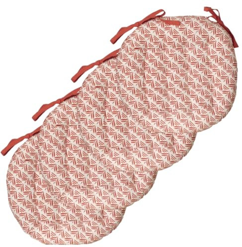 Atout Ciel Stuhlkissen, rund, zweifarbig, Durchmesser 40 cm, Terrakotta, Bedruckt, einfarbig, 4 Stück