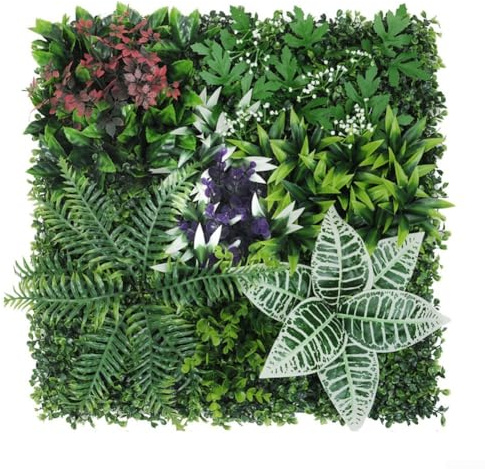 Zilimontt Artificial Green Plant Wall Panels,Indoor Outdoor 50x50cm Grass Mat Backdrop Privacy Screen Fence Decoration,for Garden Patio Balcony Background(A)