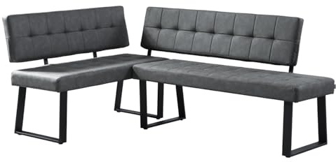 B&D home® Eckbank AKA – Esszimmerbank mit Lehne, beidseitig montierbar (Links/rechts), Kaltschaum-Polsterung, platzsparend, für Esszimmer, Küche & Flur, ca. 176x100 cm
