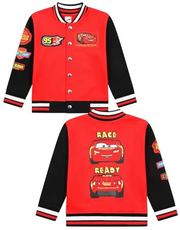 Disney Cars Varsity Bomberjacke Lightning McQueen Baseball-Stil Mantel für Kinder, rot, 3-4 Years