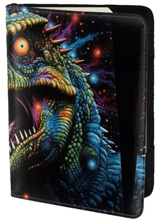 Porta passaporto con dinosauri dai colori vivaci5.5 - Vera pelle, unisex - Porta passaporto pieghevole
