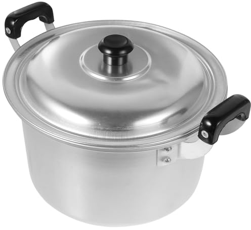 Healifty Aluminium Küchentopf 20cm mit Deckel und Doppelgriff Dampfgarer und Suppentopf für Milch und Brei Geeignet für Induktions und Gasherde Praktisches Kochgeschirr für Familienküche