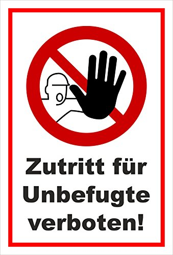 Melis-Folienwerkstatt Aufkleber - Zutritt verboten - 30x20cm – S00355-003-B 20 VAR