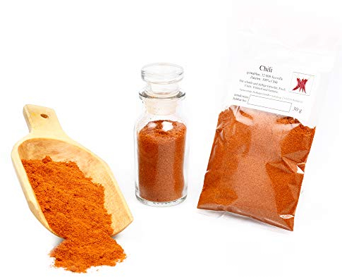 Chili gemahlen, Chilli Pulver, Chilli Sauce scharf, Chilipulver, Chili Gewürz, Cayennepulver, Chillies getrocknet 12.000 Scoville, 30g