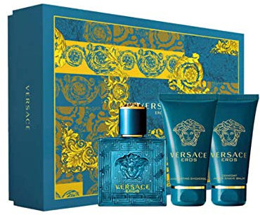 Versace Eros Eau de Toilette, Shower Gel & After Shave Balm Gift Set For Him