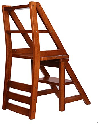Marchepied Tabouret Échelle 4 marches En Bois Noir Escabeau léger et pliable Marche multi-niveaux pour escabeau pour loft de bibliothèque à domicile - capacité de 300 lb (Couleur miel)