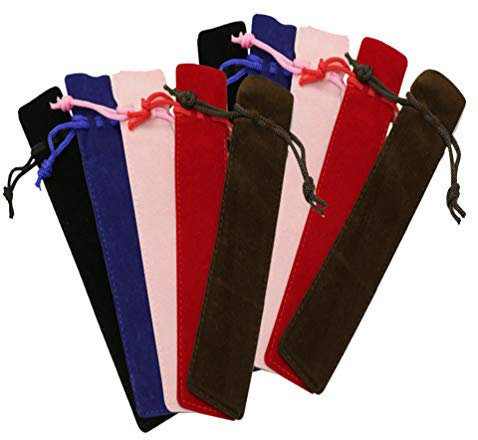 NUOBESTY Lot de 20 pochettes de protection en velours pour stylos (noir, rouge, café, bleu, rose)