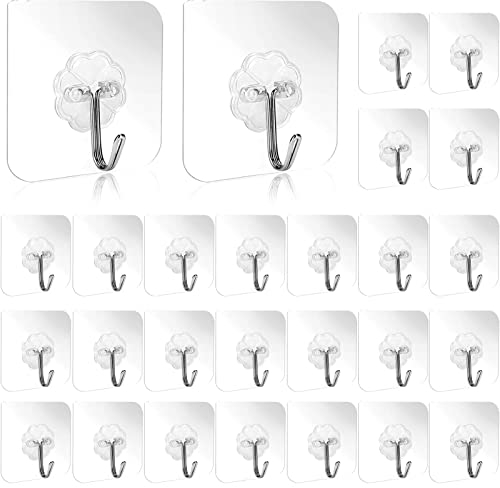 Gancho Adhesivos de Pared de 50 Piezas,Ganchos Adhesivos Transparentes,Gancho de Pared Impermeable,Ganchos Cocina Adhesivos de Plástico,Ganchos Reutilizables,para Cocina, Oficina,Puerta,Baño