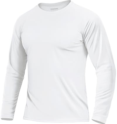 Boladeci Rash Guard for Men SPF Shirts Long Sleeve Lightweight UPF 50+ Sun Protection Swim Shirts Quick Dry UV Surf Water Running Fishing Tee T-Shirts White
