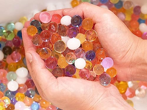 Risai Bolas de Gel, 5000 Perlas Bolitas de Agua No Tóxicas Crecen en Agua, Water Beads para Jarrones Decoración, Hidrogel para Plantas Flores, Multicolour 100g