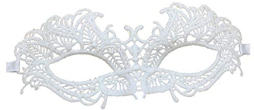 Jamron Damen Elegant Weiß Spitzen Augenmaske für Masquerade Halloween Party Abschlussball Karneval Kostüm Maske
