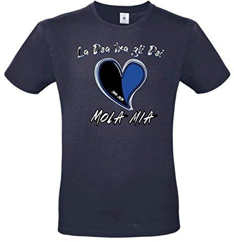 DND DI D'ANDOLFO CIRO T-Shirt Maglia Blu o Nera La dea tra Gli dei Mola Mia per Tifosi Atalanta Calcio celebrativa Champions League 2019-2020 Stampata Direttamente su Tessuto (XS, Blu)