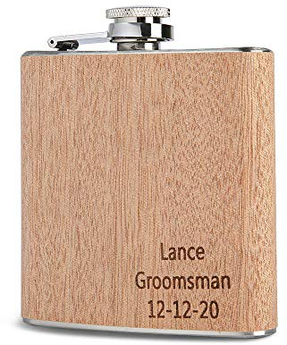 Flachmänner Personalisierte Holz Flachmann mit Gravur Namen Datum oder Logo Edelstahl Flachmann Geschenk Flachmänner zur Hochzeit
