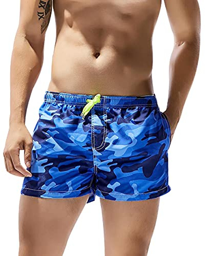Pantaloncini Mare Uomo Corti Costume da Bagno Uomo Camouflage Short Mare Uomo Costume a Pantaloncino Uomo Pantaloncini Spiaggia Surf Piscina Uomo Beach Shorts Men Taglie Forti Asciugatura Rapida