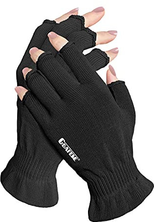 Gsafeme Guantes de manicura de gel anti UV sin dedos, protección de la piel de la mano, lámpara LED de uñas o luz solar para mujeres uso en el hogar al aire libre negro pequeño 1pr