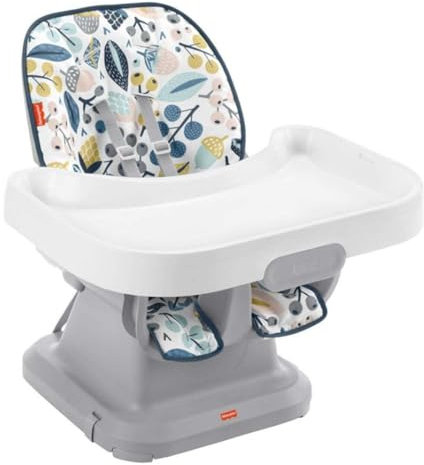 Fisher-Price SpaceSaver Simple Clean Hochstuhl für Babys bis Kleinkinder, tragbarer Esszimmersitz mit herausnehmbarem Tablett, Pacific Pebble