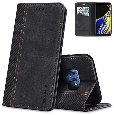 AKABEILA Case for Samsung Galaxy Note 9 Mobile Phone Case PU Leather Protective Flip Wallet Case with [Card Slot] [Stand Function] [Magnetic], Black