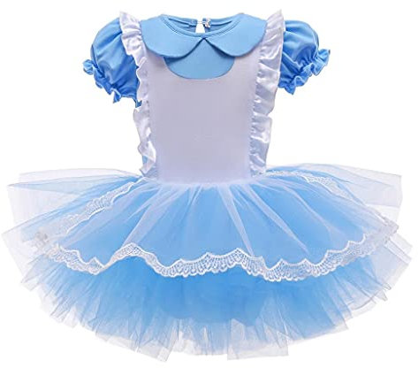 Lito Angels Alice in Wonderland Princess Ballerina Costume Ballet Leotard with Tutu Dress for Kids Girls, Fancy Dance Wear Outfit Age 3-4 Years, Blue (Tag Number 110)