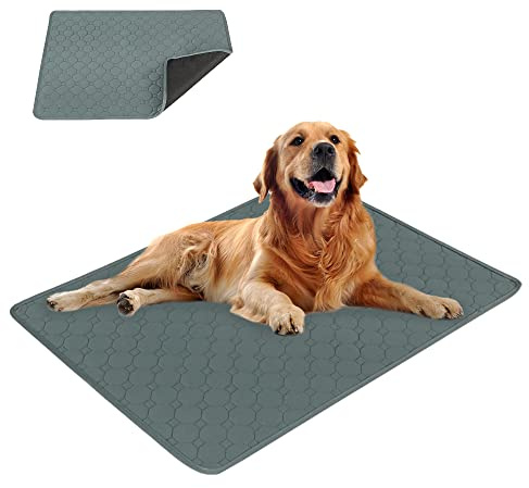 Eastlion Trainingsunterlagen Welpen,Waschbar Haustier-Urinunterlage,Schnell Absorbierend Hunde Matte,Wiederverwendbar Hunde Unterlage für Welpen,für Hunde,Katzen(100x70 cm 1 Stück) L-Grau