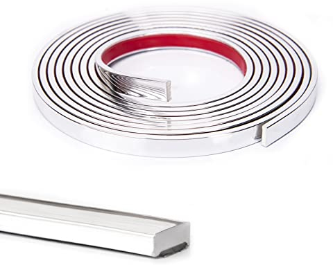 Art3d Moulure en vinyle flexible de 3 m pour bords de carrelage mural, dosseret de cuisine, cadre de miroir en acier inoxydable