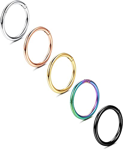 Milacolato Nostril Piercing Ring Titan G23 Für Damen Herren Nasenpiercing Septum Clicker, Multi-Color Ohrpiercing Ohrknorpel Knorpel Helix Daith Ohr Piercing Schmuck Set-20G8mm