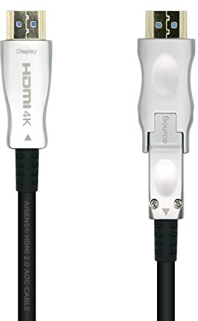 AISENS A148-0510 Cable HDMI V2.0 AOC desmontable premium alta velocidad/HEC 4K@60Hz 4:4:4 18Gbps, A/M-D/A/M, negro, 15m