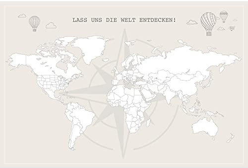 LANA KK - Weltkarte für Kinder zum ausmalen – Premium Poster, beige Erde, Welt, Globus in 40 x 30 cm