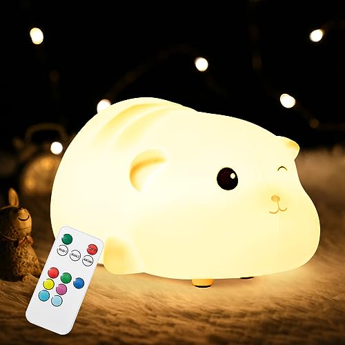 CHWARES Veilleuse pour enfants, veilleuse chien avec télécommande, lampe Kawaii 7 couleurs, décoration de chambre, rechargeable par USB, jolie lampe cadeaux pour bébé, enfants, petits, adolescentes