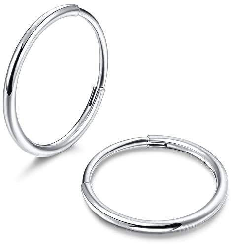MILACOLATO G23 Titan Creolen für Damen Herren Hypoallergenes Kleine Creolen Silber Piercing Ohr Helix Piercings Knorpel Daith Tragus Septum Piercing Ring 8mm