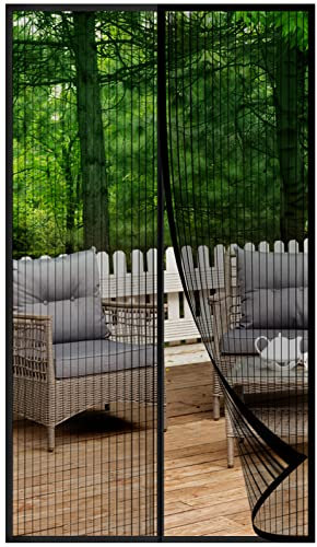 HOWIN Fliegenvorhang Balkontür Magnet, Fliegengitter Terrassentür Ohne Bohren 100x210cm, Moskitonetz Tür, Fliegenschutz Türen, Insektenschutz Balkon Tür, Fly Screen Door Magnetic(Schwarz)