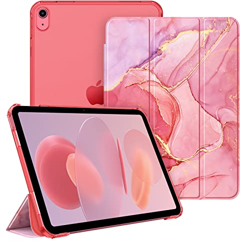 Fintie Hülle für iPad 11. Generation 2025 11 Zoll (A16), iPad 10. Generation 10.9 Zoll 2022 - Ultradünn Schutzhülle mit transparenter Rückseite Abdeckung Case Cover, Auto Schlaf/Wach, Marmor Pink