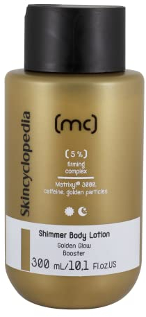 Skincyclopedia Bodylotion mit Peptiden, Koffein und Goldpartikeln, Körperlotion, Golden Glow Body Lotion, Feuchtigkeitslotion für Damen und Herren, Pflegelotion, Dermatologisch getestet, 300ml