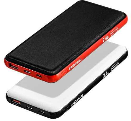 Power Bank 2 Stück, 10.600 mAh, Externer Handyakku 2.4A Schnell Aufladende USB C Powerbank für Smartphones Phone 001