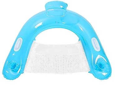 Schwimmender Badering, 1 Stück mit Becherhalter, Badering, Luftmatratze, tragbare Wasserhängematte, Poolbett, große schwimmende Liege, Freizeitstuhl (blau)