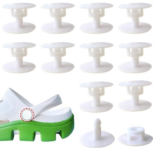 Lopau Replacement Rivets for Beach Shoes, 10Sets Replacement Buttons Snap for Clogs with Holes EVA Shoes, Rivets Repair Parts for Men and Women's Clog Shoe Strap Repair Kit(White)