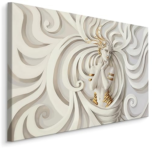 Muralo - Leinwandbild - Wandbild Wanddeko für Wohnzimmer Schlafzimmer - Wandbilder für Wohnzimmer - Medusa schöne Frau Göttin - Br. 120cm x Hö. 80cm