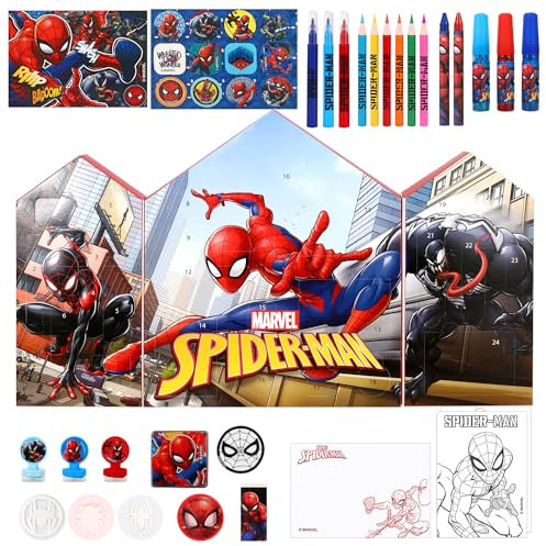 Marvel Spiderman Advent Calendar Creative Art & Craft Stationery Set Kids Xmas Christmas Countdown Xmas Fun