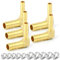 ERGAOBOY 5 Stück 8mm x 10mm Messing Reduktion Schlauch Barb Connector, 2-Wege-Winkel Schlaucharmatur mit 10 Stück Klemmen