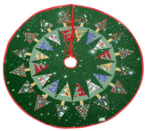 Chickwin Weihnachtsbaum Decke, Christbaumdecke 72-120cm, Schneeflocken Weihnachtsbaum Röcke, Rentier Weihnachtsbaum Matte, für Weihnachtsbaum Tannenbaum Deko, Weihnachtsdeko (72cm,Grün)
